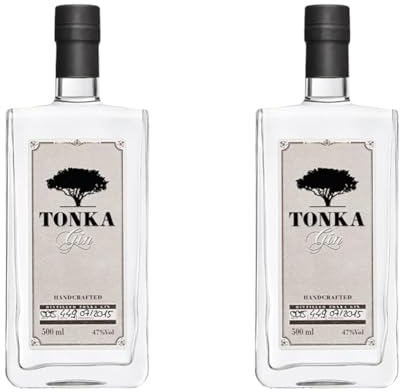Tonka Gin Handcrafted I 500 ml I 47% vol. I Noten von Vanille Bittermandelöl und würziger Heublume I Vegan (Packung mit 2)