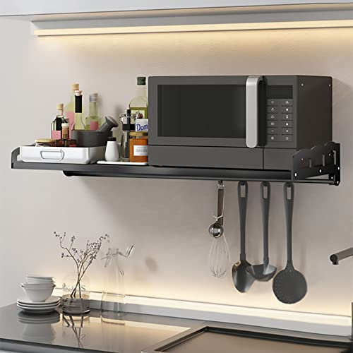 JXIPANUL Estante De Almacenamiento para Microondas Cocina Soporte para Microondas De Acero Inoxidable Negro Soporte para Rejilla para Horno Soporte para Estante De Cocina Colgante Montado E