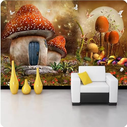 XDOUBAO Mural Wallpaper for Mushroom House Wall Mural Sofa Backdrop Wall Paper,3D,400x280cm