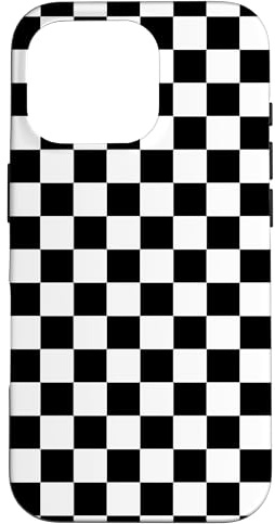 Kariertes Schachbrettmuster in Schwarz und Weiß Hülle für iPhone 16 Pro
