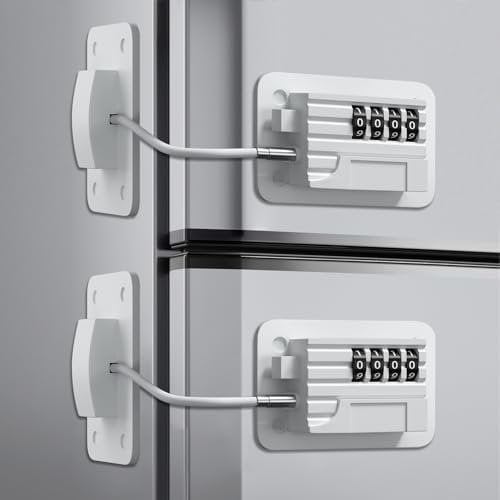 2 Stück Kindersicherung, Upgraded 4-stelliges Passwort Schrankschloss, Kühlschrank Schloss Ohne Bohren, für Tür, Schublade, Gefrierschrank, Fenster, Schrank (Weiß)
