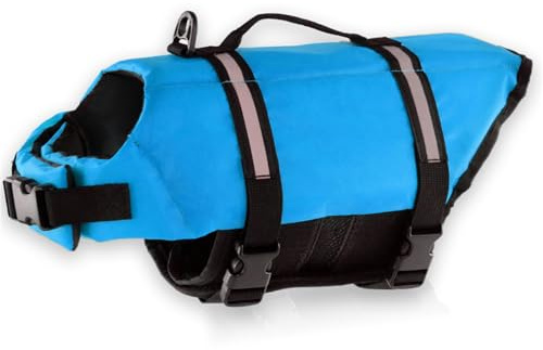FANSU Gilet de Sauvetage pour Chien avec Poignée, Gilet de Sauvetage Réglable pour Chiens de Petite, Moyenne et Grande pour Sécurité de l'eau Plage, Piscine (XXL,Bleu)