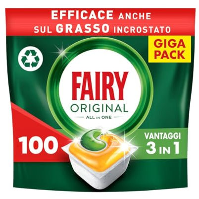 Fairy Original Todo En Uno Cápsulas De Lavavajillas Limón, 100 Cápsulas