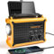 Portable Radio Dynamo, AM/FM Radio Solaire avec 12000mAh Batterie Rechargeable & Manivelle, Camping Portable avec Lampe de Poche & Lumière de Lecture, Alarme SOS, Idéal pour l'extérieur et la Maison