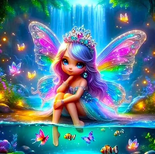 Picmondoo Diamond Painting – Große - 50x50 cm, Mit quadratischen Harzsteinen, AB-Steinen, Strassfarben & Metallicfarben – DIY-Kunstwerk für Erwachsene & Kinder (Entspannung am Elfenteich)