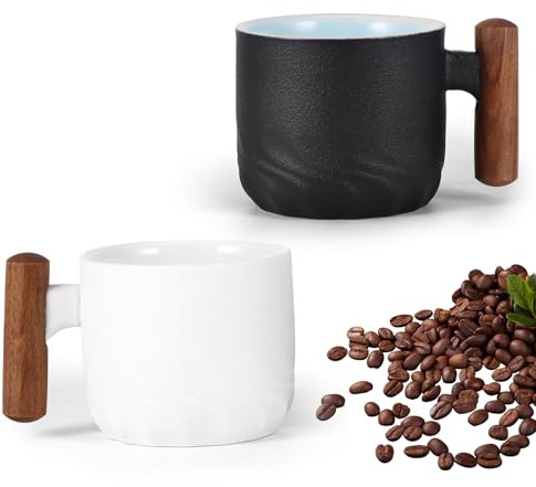Espressotassen 6 Espresso Tassen 90ml Espresso Cup Keramik Espresso Becher | 6er Espressotassen Dickwandig Mit Untertassen Schwarz Espressobecher