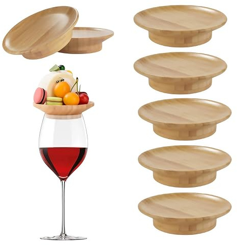 MEETOZ 8 Pcs Wine Glass Charcuterie Topper,Bamboo Wine Glass Board Topper Coasters,Appetizer Plate, Family Gatherings, Restaurants, Bars