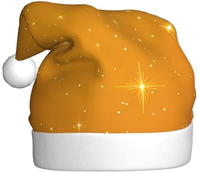 WZYCWB Orange Stern Gedruckt Nikolausmütze, festliche Neujahrs-dekorative Mütze, geeignet für Erwachsene und Kinder auf Weihnachtsfeiern.