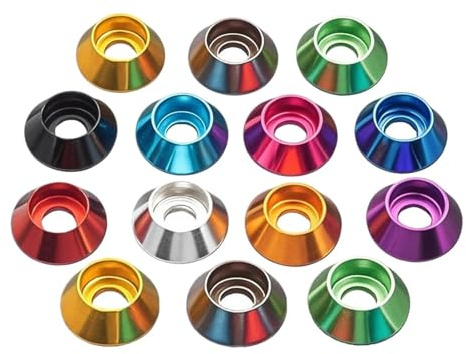 5–20 Stück M2 M2,5 M3 M4 M5 M6 M8 Aluminium-Unterlegscheiben, eloxierte Oxidationskegel-Topf-Unterlegscheiben(Gloden,M5 (10Pcs))