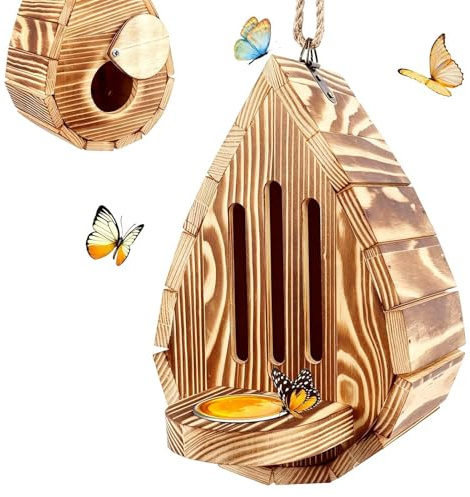Schmetterlingshaus für den Garten Hängbares Holz Habitat | Schmetterlingshabitat Für Den Außenbereich Für Schule, Hochzeit, Garten, Balkon, Liebhaber Und Hobbyisten