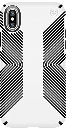 Speck iPhone XS/X Case, Protective Grip Ultra Thin Slim Hardshell Anti Scratch Presidio Cover Case - White/Black