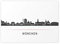 München Skyline Poster, schwarz-weiß mit Text, Wandbild/Wanddekoration mit Stadt Panorama, ohne Rahmen (Leinenoptik 200g/m², DIN A2)