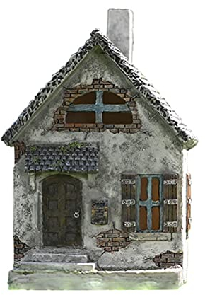 Feenhaus, 14cm Miniatur Pastoral kleines Haus Harz Retro Elfenhaus Miniatur Landschaft Gartenfigur Gartendekoration