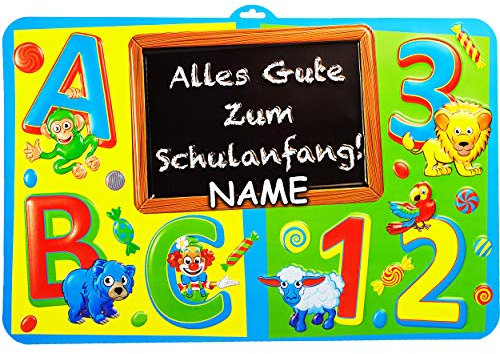 2 Stück XL - 3D Effekt Schilder/Dekoschilder - Alles Gute zum Schulanfang ! - inkl. Name - 58 cm - Türschild/Wandbild - Bild/Deko Schultüte/Zu..