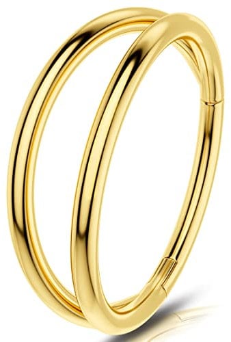 OUFER 18G 1.0mm Nasenpiercing Chirurgenstahl Helix Hoop Nose Ring Nasenring Nasen Piercing Nase Nostril Stecker Gold Nasenstecker Schmuck Rook Tragus Conch Daith Earring Frauen Männer 6mm