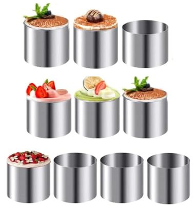 Kopinma 10 Stück Kleine Dessertringe 5cm Mini Tortenring Runde Mousse Backring Set, Edelstahl Kleine Kuchenform, Dessertringe und Speiseringe für DIY Torte Fondant Sushi, Weihnachten Hochzeit