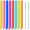 GOTRUST 8PCS Bubble Tea Straws Reusable, Extra Wide Thick Plastic Straws, Colorful Smoothie Straw with 2 Cleaning Brushes, Drinking Straight Straw for Milkshake Cocktails Boba Juice - 26cm*1cm