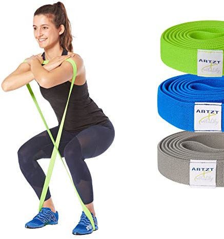 ARTZT vitality Theraband Super Band Textil | Fitnessband aus weichem Stoff | Gymnastikband für Training von Kraft, Rücken, Bauch, Arme und Schultern | Made in Germany 3er-Set, 204 cm