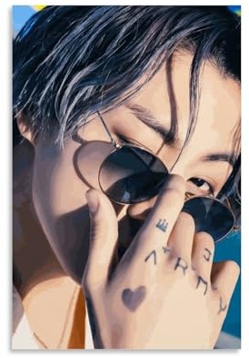 YBRAVO Jungkook Poster Dekorative Malerei Leinwand Wandkunst Wohnzimmer Poster Schlafzimmer Malerei,Wandkunst Bilddruck Moderne Familienzimmer Dekor 08x12inch(20x30cm)