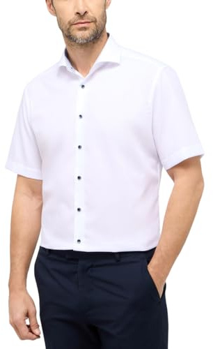 ETERNA Herren Businesshemd Kurzarm Modern FIT | Uni weiß | Kent Kragen Gr. 41