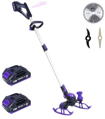 YardEz Désherbeur électrique YardEz à piles avec roue de réservoir – Coupe-herbe 3 en 1 – Avec batterie 4,0 Ah et chargeur (avec deux batteries de 2,5 Ah)