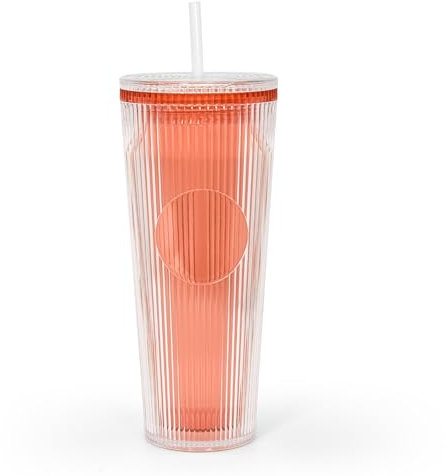 sweet grain Vaso tachonado de 24 onzas con tapa y popote, personalizable con vaso frío naranja iridiscente, taza de fiesta reutilizable con aislamiento de doble pared, perfecto para regalos de fiesta