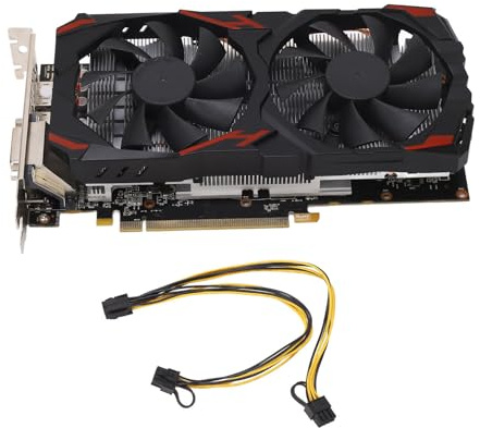 TIKATARER RX 580 8 Go, Tarjeta Gráfica RX 580 8 Go 256 Bits Cartes Graphiques de Jeu pour Ordinateur Carte Graphique pour PC de Jeu Carte Graphique Plug and Play Silencieuse avec Deux