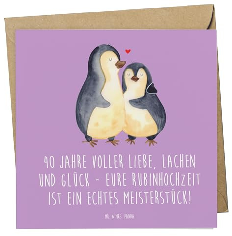 Mr. & Mrs. Panda Grußkarte 40. Hochzeitstag Rubinhochzeit - Geschenk, Meisterstück, Klappkarte, Lachen, faltkarte, Heiraten, Geschenke, doppelkarte, Heirat, Glückwunschkarte, treues Paar, anlasskarte