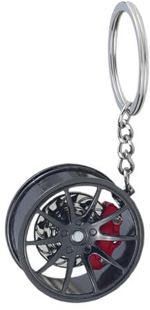 jopiuieo Porte-clés moyeu de roue de voiture | Porte-clés en forme de moyeu de roue de voiture en alliage de zinc pour sacs à dos, sacs à main, clés de voiture, Rouge, Refer to description