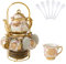 Ceramic Tea Cup Set, 20 Pcs European Ceramic Tea Set for Afternoon Tea, with Metal Holder and 6 Tea Cups, 450 ml Porcelain Tea Pot Set, 90 ml Tea Cup for Party, Women,Coffee, Flower Tea