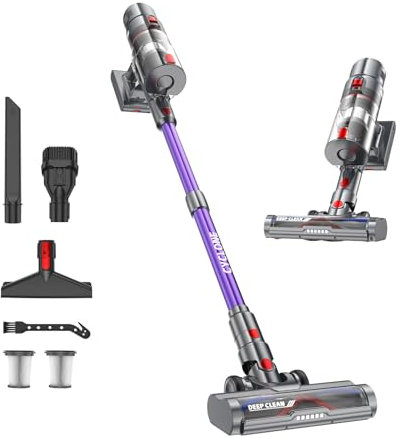 Sulean Aspiradora sin Cable 580W/50KPa Potente, 70 Minutos Autonomía, Aspirador Escoba con Pantalla Táctil LED, 1.5L, Cepillo Antienredos, para Suelos Duros, Alfombras y Pelo de Mascotas