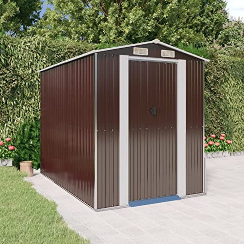 Gartenhaus dunkelbraun 192x274x223cm Stahl verzinkt