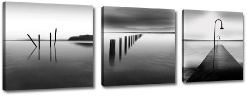 bestpricepictures 150 x 50 cm Bild auf Leinwand Steg Wasser 4209-SCT deutsche Marke und Lager - Die Bilder/das Wandbild/der Kunstdruck ist fertig gerahmt