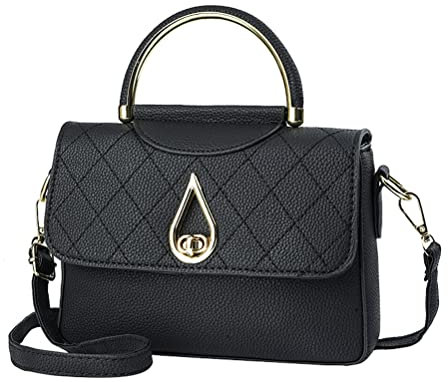 Covelin Damen Kleine Leder Handtasche Tote Schulter Crossbody Tasche, schwarz, Large