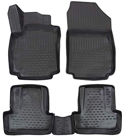 J&J AUTOMOTIVE | 3D Design Gummimatten Gummifußmatten Für Clio 4, 2012-2019, Schwarz, Anti-Rutsch, Ohne Geruch, Allwetter, Rand 3cm, 4-Teilig