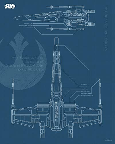 Komar Wandbild | Star Wars Blueprint X-Wing | Kinderzimmer, Jugendzimmer, Dekoration, Kunstdruck | ohne Rahmen | WB179-40x50 | Größe: 40 x 50 cm (Breite x Höhe), Bunt