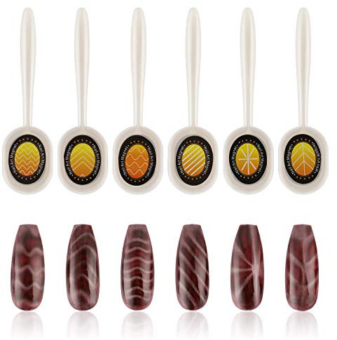 6 Stück Nail Magnet Tool, Mwoot 3D Magnet Stick für Nagellack Gel Magische Nagel Werkzeug, Magnetische Katze Eye Pen Zeichnung Vertikalen Stick, Nagelkunst-Magnet-Stift-Set