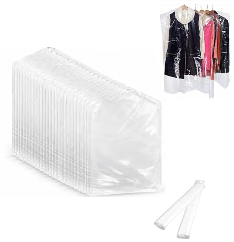 Trintion 50PCS Garment Bags - 60x100cm Clear Clothes Covers - Plastic Dustproof Suit Dry Cleaning Bags for Men Women