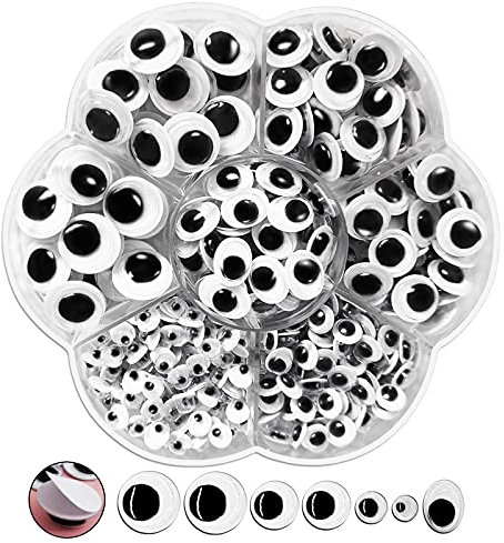 FANGZIDM 400 Stück Selbstklebende Wackelaugen 5mm -12mm Mobile Augen für DIY Scrapbooking Spielzeuge Zubehör