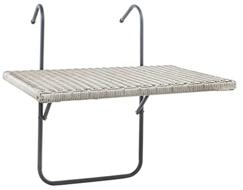 Spetebo Balkon Hängetisch Rattan Optik in grau - 60x40 cm - Klapptisch höhenverstellbar Tisch klappbar Balkon Hängetisch