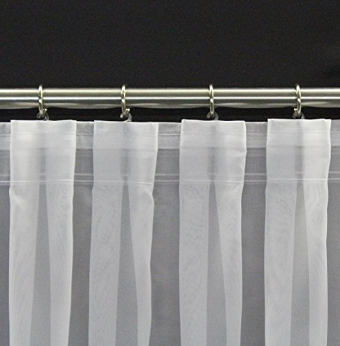 EASYHomefashion Fertiggardine nach Maß Voile Store weiß, maßgefertigt, halbtransparent mit FLACHFALTE. Größe wählbar (Höhe 80-295 cm, Breite 200-1200 cm), Variante 140 x 250 cm (Höhe x Breite)