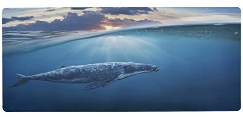 Moyyo Whale Under Water Mouse Pad Gaming Mouse Mat (900x400x3mm) Extra Large Desk Mat with Smooth Surface and Non Slip Rubber Base xxl Mousepad Desk Protector for Office Working Laptop Computer