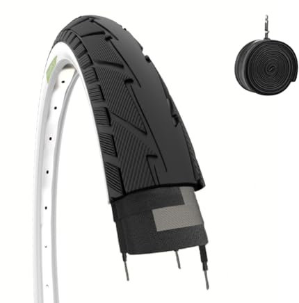 1 Ruedas Llanta Bicicleta 26 x 1,75 (47-559) + Cámara de Neumático SLICK Blanco Negro Carretera para City Bike