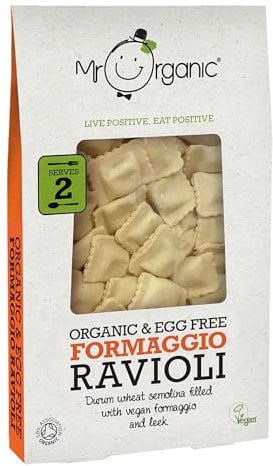 Mr Organic Formaggio Ravioli - Egg Free - Vegan-Friendly - Made with Organic Ingredients - Rich and Creamy Cheese Alternative - Perfect for Pasta Lovers - 250g Pack