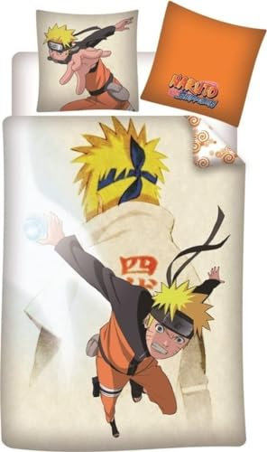 Aymax Naruto Bettwäsche-Set für Einzelbett, Bettbezug 140 x 200 cm und Kissenbezug 65 x 65 cm, wendbar