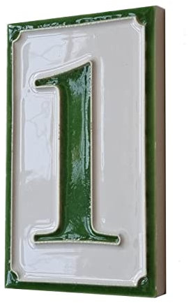 Hausnummern, handbemalt, italienische Keramik, schlichtes grünes Design, Fliesengröße: 11 x 7 cm, Grün