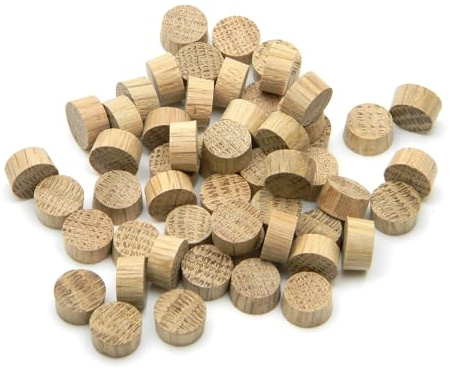 Oakcrafts - Oak Endgrain Plug 10mm Solid Oak Unfinished Premium Quality - Pack of 50