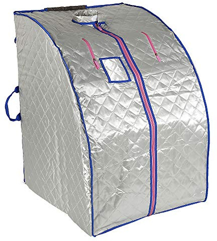 Tragbare Infrarot-Sauna – Tragbare Sauna – Home Sauna – Tragbare Infrarot-Sauna – für 1 Person, Sauna Box für Innenräume, tragbare Heizung 1000 W (80 x 70 x 98 cm – Silber)