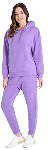 CityComfort Tuta Donna Completa Set con Felpa con Cappuccio Donna e Pantalone Tuta S-XL Tuta Da Ginnastica Donna Fitness Tute Sportive da Passeggio Homewear Casa in Cotone Misto (Viola, XL)