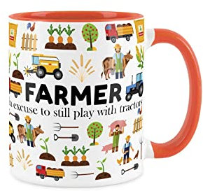 Farmer Mug Fun Trades Gift - White Coffee/Tea Present